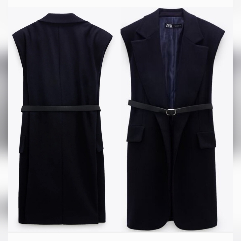 Zara Women's Navy Blue Sleeveless Vest - Picture 3 of 16